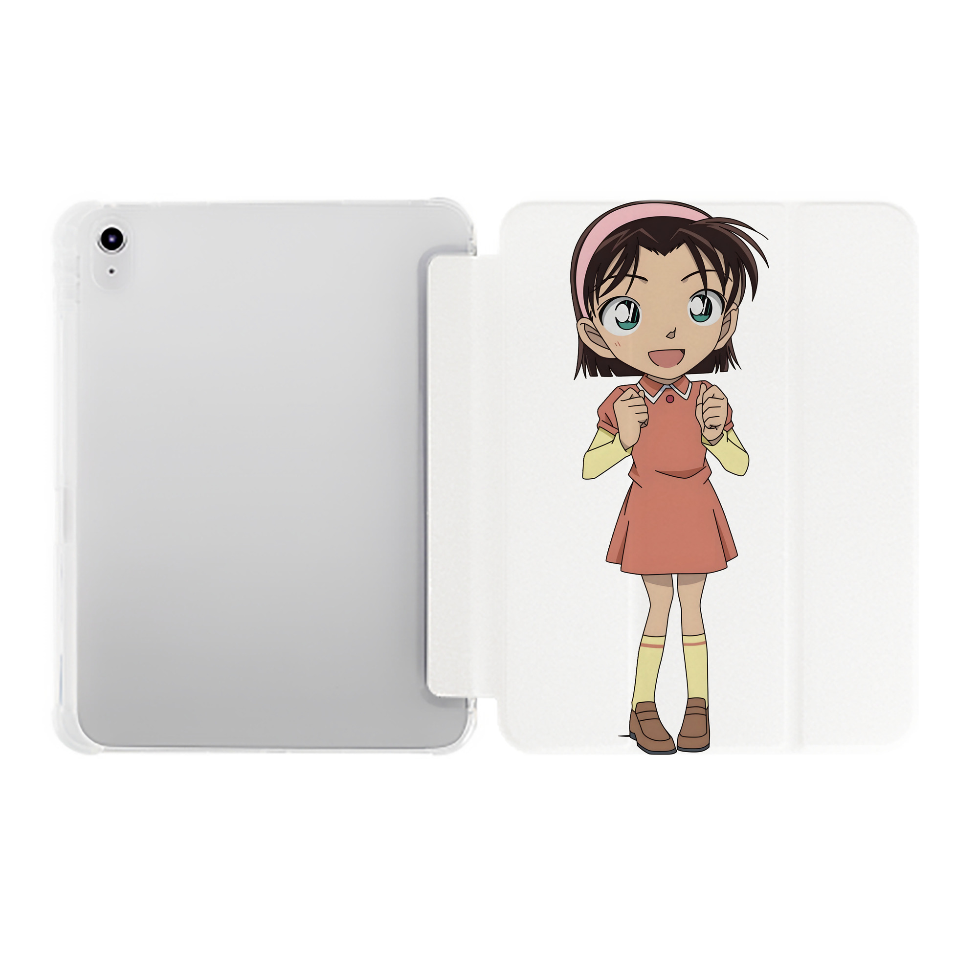 （画像用） 名探偵コナン 吉田 歩美 よしだ あゆみ Detective Conan my Yeager IPad ケース ペン収納付き 三つ折りスタンド PUレザー×シリコン 対応機種9.5/10.5/10.9インチ